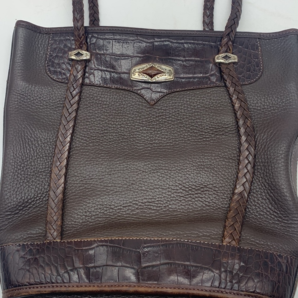 Brighton Vintage Brown Leather Braided Shoulder Bag BRN5279C - Picture 2 of 13